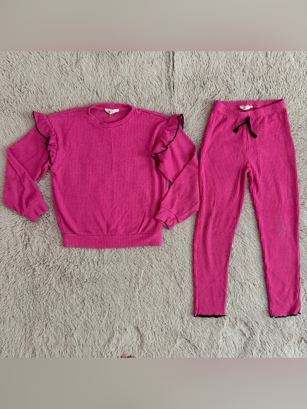 Jessica Simpson Girls Hot Pink Ribbed Ruffle Sweater & Legging Set Size 6X